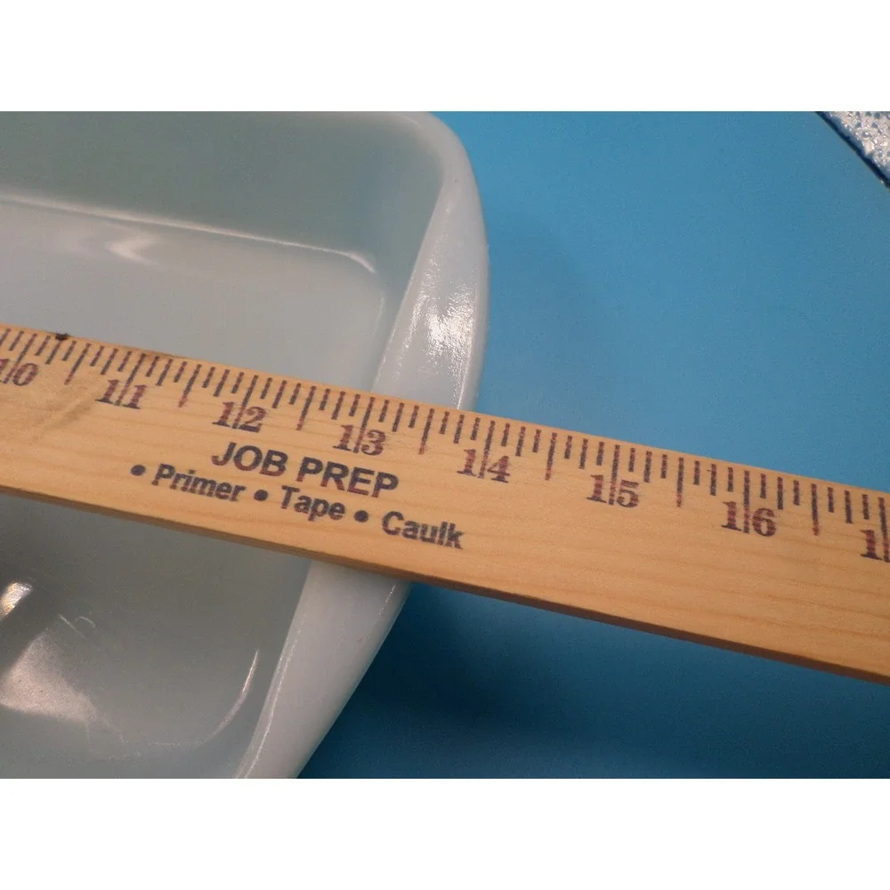 Vintage MCM Aqua Blue Milk Glass Baking Dish pebble glass bottom Glasbake 13x8